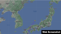 전 세계 단 3대뿐인 미 공군 정찰기 ‘RC-135S’ 코브라볼이 21일 한반도 동해 상공에서 포착됐다. 자료=FlightRadar24