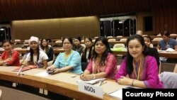 မြန်မာ အမျိုးသမီးတွေရဲ့ အခြေအနေတွေကို ဒီကနေ့ ဂျီနီဗာက ကုလ ညီလာခံမှာ မြန်မာ အရပ်ဘက် အဖွဲ့အစည်းတွေက တင်သွင်း။ သတင်းဓာတ်ပုံ Credit to- မေစံပယ်ဖြူ