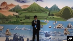 2019年8月26日,北京一带一路论坛举行期间展出的古代丝绸之路壁画