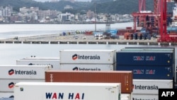 台湾基隆市的基隆港集装箱码头。(2023年10月31日)