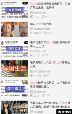 视频网站哔哩哔哩上攻击刘成昆的视频截图