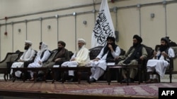 资料照片:塔利班领导人参加 2022年4月3日在阿富汗喀布尔举行的会议。(法新社照片)