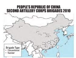 2010年中国第二炮兵部队(SAC)各个旅的部署地点。(source: "People’s Liberation Army Rocket Force Order of Battle 2023"报告截图)