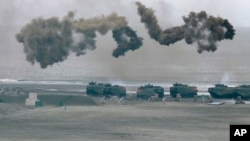 台湾军队在新北市附近地区举行年度汉光军演。(2023年7月27日)