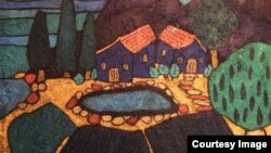 这幅作品名为“The Vanishing”,属于在香港成长的英国画家李桦 (Martin Lever) 创作的《示威之上》(Above the Protests)为名的作品系列 (照片由李桦提供)