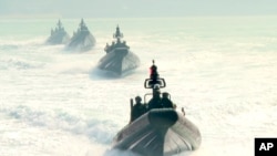 资料照:台湾海军在南部高雄举行演习。(2024年1月31日)