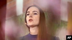 Керівниця Центру громадянських свобод Олександра Матвійчук. Фото AP, зроблене під час церемонії вручення Нобелівської премії миру 9 грудня 2022 року.