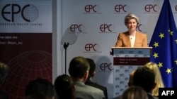 欧盟委员会主席乌尔苏拉·冯德莱恩(Ursula von der Leyen)就欧盟与中国关系在布鲁塞尔发表重要讲话。(2023年3月30日)