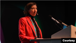 英国国家网络安全中心（NCSC）主任林迪·卡梅伦（Lindy Cameron）2023年4月19日在网络安全年会上讲话。（NCSC网站）