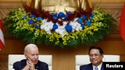 Tổng thống Mỹ Joe Biden gặp Thủ tướng Việt Nam Phạm Minh Chính tại Hà Nội ngày 11/9/2023.