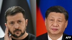 乌克兰总统泽连斯基(左),中国领导人习近平