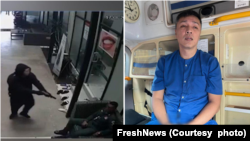 一名中国囚犯(右)在暹粒省被一群武装人员劫走,枪手嫌疑人后来被警方抓获。