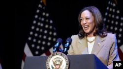 Vice President Kamala Harris delivers remarks at a campaign event in Pittsfield, Mass., July 27, 2024.