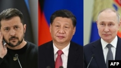 从左至右:乌克兰总统泽连斯基、中国国家主席习近平、俄罗斯总统普京。