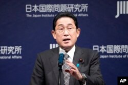 日本首相岸田文雄在东京气球对话开幕式上讲话。(2023年2月20日)