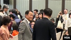 日本前首相麻生太郎访台。他也是自1972年台日断交后访问台湾最高层级的现职自民党干部。(美国之音特约记者杨安摄影)