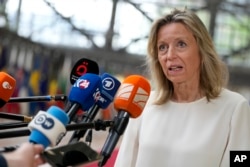 资料照:荷兰国防部长凯萨·奥隆格伦(Kajsa Ollongren)在布鲁塞尔出席欧盟外长会议。(2023年5月23日)