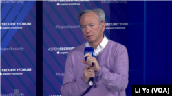 2024年7月16日,前谷歌首席执行官埃里克·施密特(Eric Schmidt)在阿斯彭安全论坛上有关中国构成的挑战的讨论会上发言。