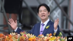 资料照片:民进党籍的台湾新总统赖清德发表就职演说。(2024年5月20日)