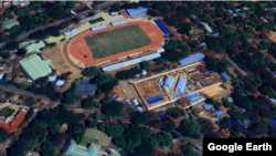 စစ်ကိုင်းတိုင်း မုံရွာမြို့က မုံရွာအကျဉ်းထောင်ကို Google Earth မြေပုံမှ တွေ့ရစဉ်