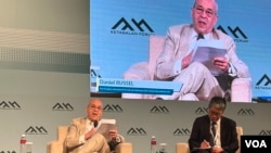 美国前助理国务卿丹尼尔·拉塞尔称台湾已实质建立“不对称外交”的防御手段。(美国之音特约记者杨安摄影)