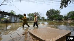 资料照片:中国广东省清远地区的部分村镇出现洪水。(2024年4月24日)