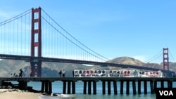 2024年6月16日,众多华裔女权人士和民主人士在旧金山金门大桥下的海角堡前面前声援刚刚被中国政府重判的中国女权活动人士黄雪琴。