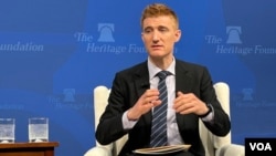 美国智库传统基金会亚洲研究中心研究员孔明尚。(2024年3月28日, 美国之音锺辰芳拍摄)