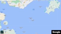 靠近中国大陆厦门市很近的大胆岛和二胆岛,属台湾管辖。(截屏自谷歌地图)