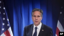 美国国务卿布林肯在北京美国中心举行记者会。(2023年6月19日)