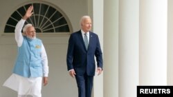 美国总统拜登在白宫会晤印度总理莫迪。(2023年6月22日)