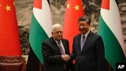 中国国家主席习近平和巴勒斯坦总统阿巴斯2023年6月14日在北京人民大会堂举行会谈。