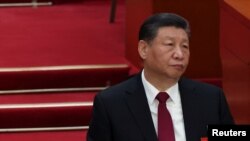 中国领导人习近平在北京人大会堂举行的全国人大会议开幕式上。(2024年3月5日)