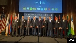 美国官员和来自中亚、高加索和土耳其的大使们2023年5月25日出席华盛顿举行的跨里海论坛(Trans Caspian Forum)。