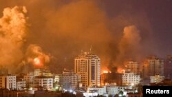 以色列对加沙地带发动空袭。(2023年10月9日)