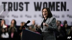 美国副总统哈里斯2024年1月22日在威斯康星州大本德举行的国际漆工和联合行业联合会区议会第7届会议上发表讲话。(美联社照片)