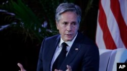 Держсекретар США Ентоні Блінкен під час дискусії в університеті Техасу в Остіні в середу, 4 жовтня. На фото: Ентоні Блінкен, AP, фото зроблено 4 жовтня 2023 року