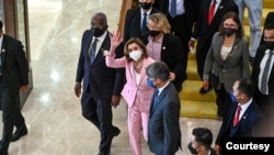 美国国会众议院议长佩洛西一行2022年8月2日到马来西亚议会访问。(马来西亚政府照片)