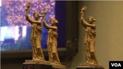 美国国家民主基金会的金色民主女神像奖(美国之音次智木加措拍摄)