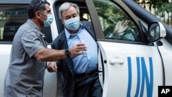 联合国秘书长古特雷斯在乌克兰利沃夫参观乌克兰最古老的大学--伊万·弗兰科国立大学。(2022年8月18日)