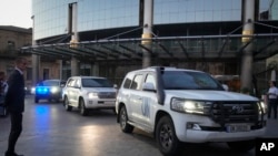 联合国核安全专家小组从乌克兰首都基辅出发,前往视察扎波罗热核电站(2022年8月31日)。