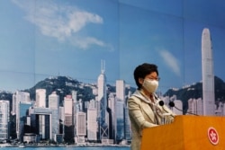 香港特首林郑月娥在记者会上(2020年6月30日)