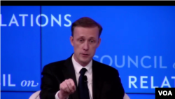 资料照:美国家安全顾问沙利文2022年11月7日晚在纽约参加外交关系协会主办的有关美国外交政策战略的一次对话。