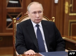 俄罗斯总统普京在莫斯科召开的一个领导人会议上。(2023年1月5日)