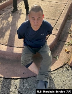 美国警方发布的照片显示,涉嫌杀害四名华人的犯罪嫌疑人陈武已经被迈阿密警方逮捕。(2022年11月22日)