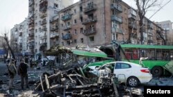 俄军攻击乌克兰轰炸基辅。(2022年3月14日)