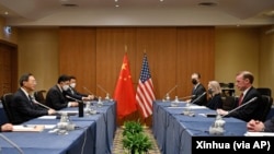 美国白宫国家安全顾问沙利文与中共中央政治局委员、中共中央外事办主任杨洁篪在意大利罗马的Cavalieri希尔顿酒店就乌克兰局势举行会谈。(2022年3月14日)