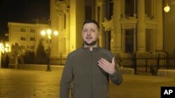 乌克兰总统泽连斯基在基辅发表视频讲话(2022年3月19日)