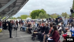 多个南加州台湾裔美国社区团体2022年5月21日召开记者会,呼吁停止仇恨暴力犯罪。(美国之音记者李逸华摄)