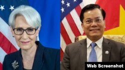 Thứ trưởng Ngoại giao Hoa Kỳ Wendy Sherman và Thứ trưởng Ngoại giao Việt Nam Hà Kim Ngọc.